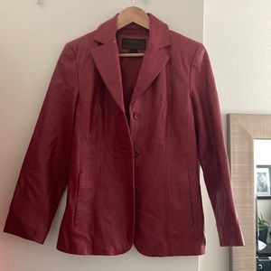 Red leather fitted jacket